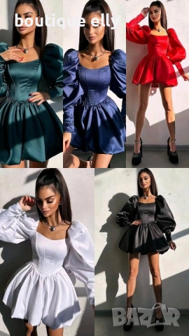 къса сатенена рокля 