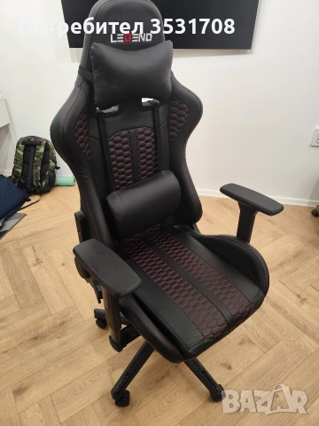 Геймърски стол NIBE черна изкуствена кожа/червено
