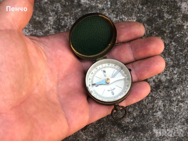 стар малък, бронзов компас - West Germany, снимка 3 - Антикварни и старинни предмети - 42267581