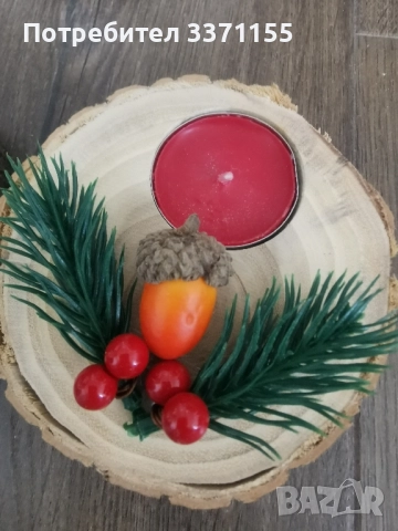 Коледни свещи с дървена подложка, снимка 7 - Декорация за дома - 52391113