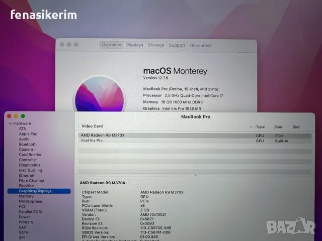 15.4' Retina Core i7 Apple MacBook Pro Mid 2015 (DG) 16GB RAM/512GB SSD/Radeon R9/Бат 6ч , снимка 6 - Лаптопи за работа - 49353118