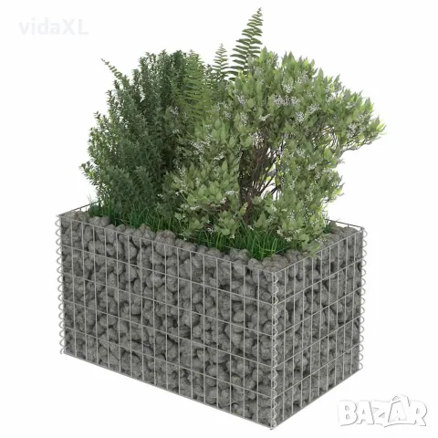 vidaXL Габион повдигната леха, поцинкована стомана, 90x50x50 cм, снимка 4 - Саксии и кашпи - 56146142