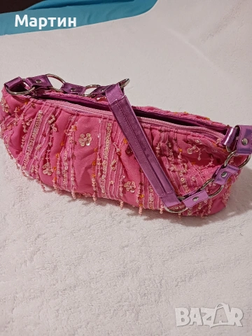 Розова чанта с паети, снимка 4 - Чанти - 53660950