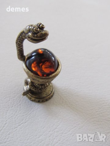 2025-година на змията-фигура от бронз и първокласен балтийски кехлибар-, снимка 6 - Колекции - 44232644