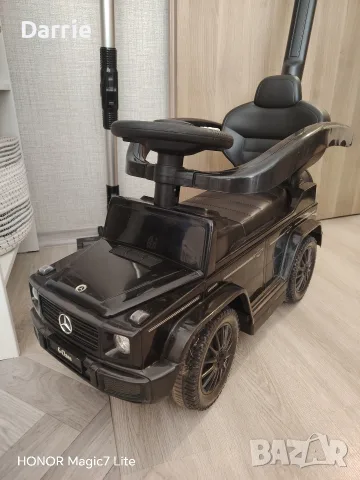 Кола за яздене с дръжка Lorelli - Mercedes-benz G350d, черна, снимка 7 - Детски велосипеди, триколки и коли - 55712841