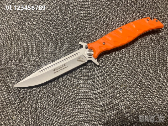 Руски сгъваем нож НОКС Финка-С, дизайн А.Бирюков - ЧЕРЕН, снимка 9 - Ножове - 52447436