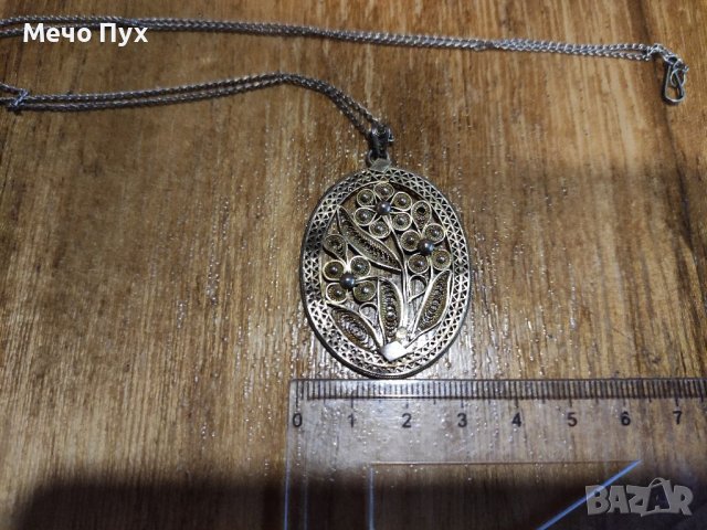 Старо сребърно колие филигран (101), снимка 6 - Колиета, медальони, синджири - 39179916