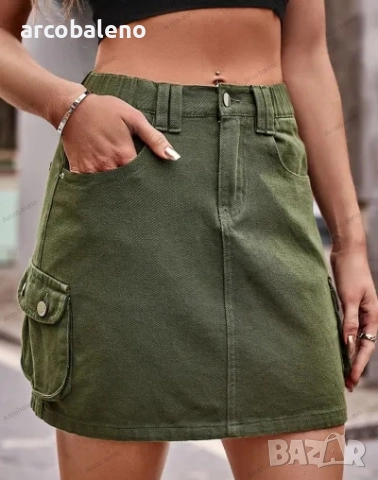 Дамска дънкова пола, ежедневна пола, 2цвята , снимка 3 - Поли - 51637566