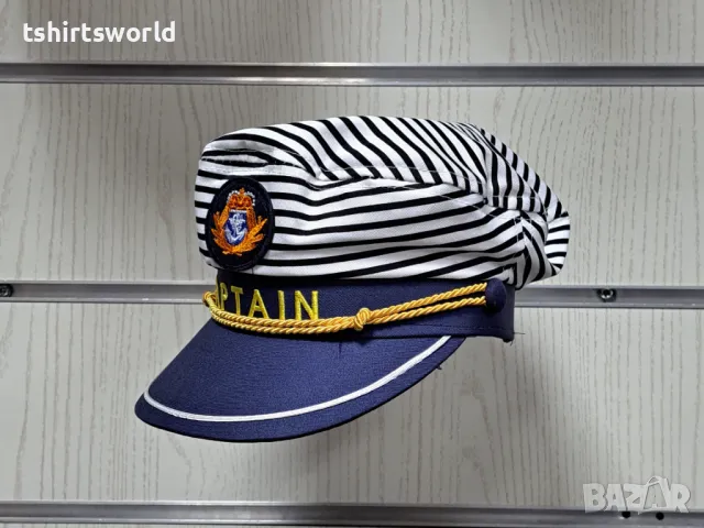 Нова капитанска шапка на райе CAPTAIN с Котва, Унисекс, снимка 5 - Шапки - 47689815