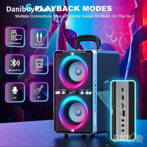 Голям Bluetooth високоговорител ODIOMX, тонколона с пикова мощност 200 W, снимка 7 - Bluetooth тонколони - 53121597