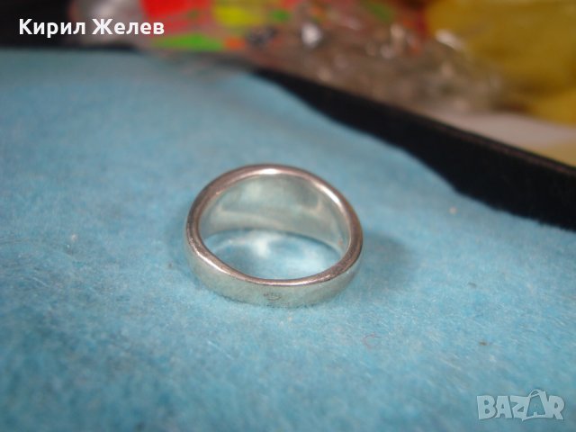 СТАР СРЕБЪРЕН ПРЪСТЕН СРЕБРО 925 АНГЛИЯ с ЧЕРЕН ШЛИФОВАН ОНИКС РЪЧНА АРТ ИЗРАБОТКА 25834, снимка 9 - Пръстени - 35747943