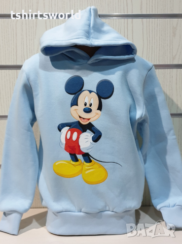 Нов детски суичър с дигитален печат Мики Маус в светлосин цвят, снимка 3 - Детски анцузи и суичери - 36350825