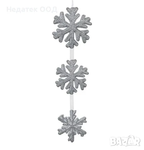 Коледна, Декоративна, Снежинка, Сребро, 63 см