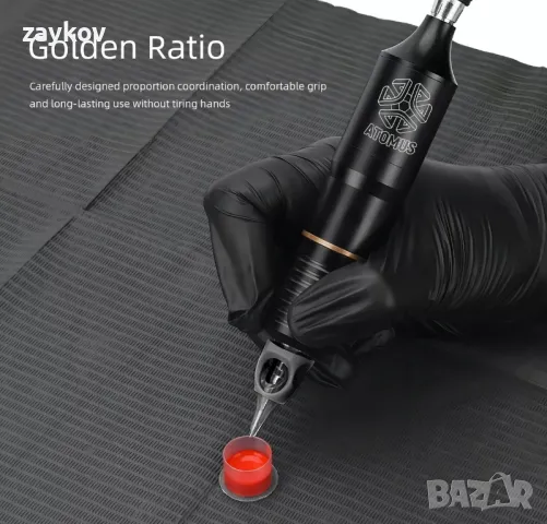 Черна писалка за татуировки Atomus 10200rmp, снимка 4 - Друга електроника - 48456503