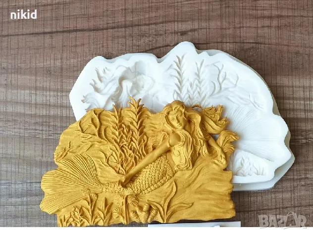 Полегнала Нимфа Русалка силиконов молд форма фондан шоколад декор