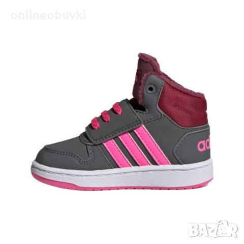НАМАЛЕНИЕ!!!Бебешки спортни обувки ADIDAS Hoops Тъмно сиво с розови акценти, снимка 3 - Бебешки обувки - 34735401