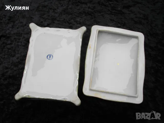 СТАРА БЪЛГАРСКА ПОРЦЕЛАНОВА КУТИЯ ЗА БИЖУТА СИП , снимка 4 - Антикварни и старинни предмети - 49959870