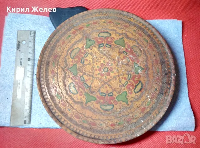 Старинен ЕТНОГРАФСКИ ДЪРВЕН ПОДНОС За КАФЕ РЪЧНО ПИРОГРАФИРАН МАЙСТОРСКА ИЗРАБОТКА 47643