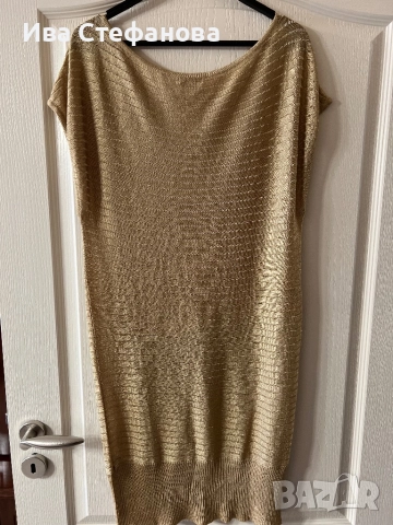 Нова дълга елегантана официална парти златиста туника Massimo Dutti, снимка 4 - Туники - 49813638