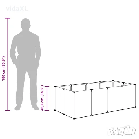 vidaXL Клетка за малки животни прозрачна 144x74x46,5 см PP и стомана, снимка 10 - За гризачи - 56147154