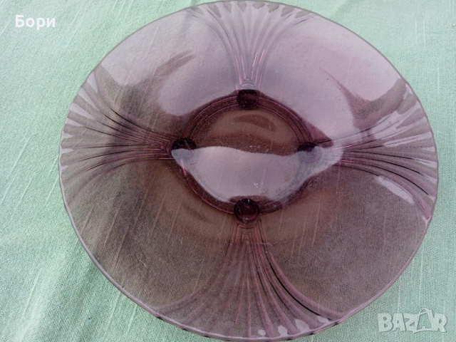 Българска чиния за торта цветно стъкло, снимка 3 - Чинии - 36189091