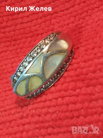 ВИНТИДЖ АРТ АНГЛИЙСКА СЕДЕФЕНА СРЕБЪРНА ОБЕЦА СРЕБРО 925 с ЦИРКОНИ МАЙСТОРСКА ЮВЕЛИРНА РАБОТА 49724, снимка 14 - Обеци - 49757285