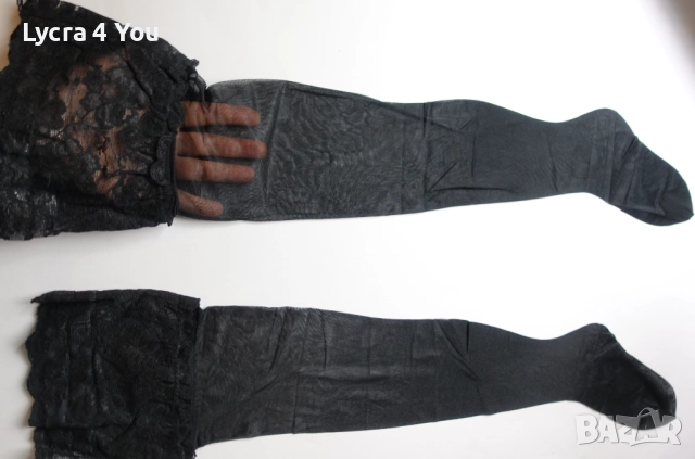 Glamour 20 den (38-40) нови черни луксозни силиконови чорапи с широка дантела, снимка 14 - Бельо - 52871096