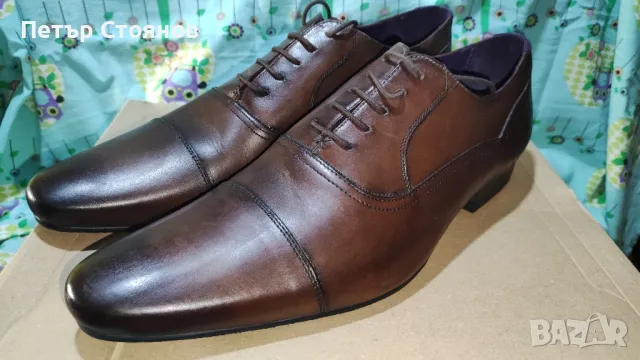 Стилни мъжки обувки от естествена кожа Ted Baker №47/48, снимка 3 - Официални обувки - 48208876