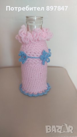 Ръчно плетено украшение за шише, снимка 2 - Вази - 41607956
