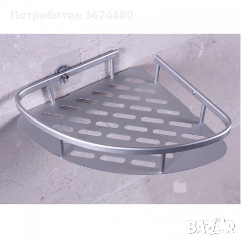 Ъглова етажерка за баня на 1 ниво с двойно залепване, хром, снимка 2 - Други стоки за дома - 39959714