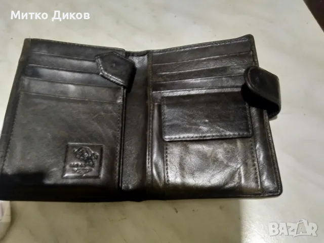 Портфейл Арт естествена кожа страничен с много прегради 140х105мм отличен, снимка 5 - Портфейли, портмонета - 48428694