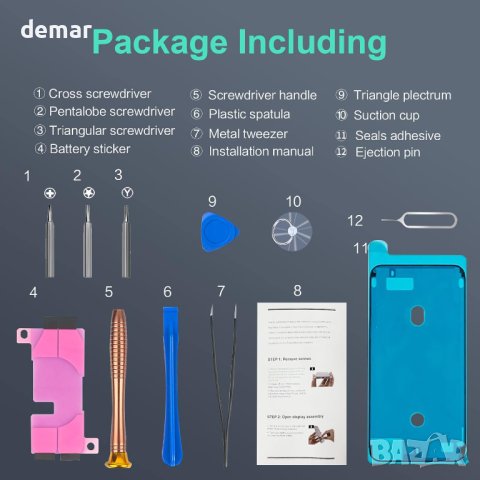 Батерия JUBOTY 3800mAh за iPhone 12/12Pro, Li-ion с професионален комплект инструменти, снимка 8 - Оригинални батерии - 44462774