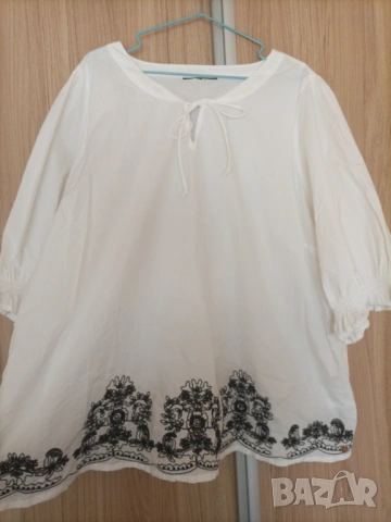 Макси памучна блуза с бродерия , снимка 3 - Блузи с дълъг ръкав и пуловери - 53871592