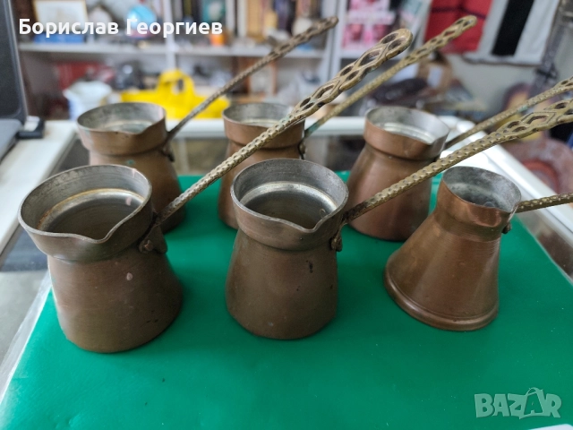 Лот медно джезве шест броя, снимка 4 - Антикварни и старинни предмети - 52546640