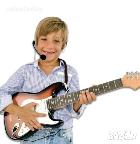 Детска китара с микрофон, Електрическа, 67см, снимка 3 - Музикални играчки - 52533030