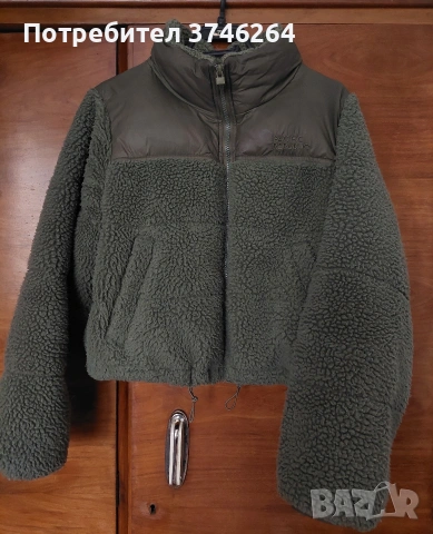 Зимно зелено пухкаво яке тип овца