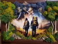 Картина "Любители на Планината" със Скандинавски Мъх и Естествени Материали , снимка 3