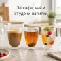 Комплект от 6 стъклени чаши с двойни стени за топли и студени напитки, 350 мл, снимка 4
