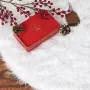 Бяла кръгла плюшена подложка за коледно дърво, снимка 4