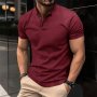 Мъжка тениска Henley Neck с копчета и яка, 5цвята , снимка 3