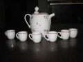 Ретро порцеланов комплект за греяна ракия, буре с капаче и 6 чашки, 37 лв, снимка 2