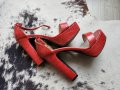 Червени сандали на платформа , снимка 1 - Сандали - 41116157