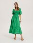 Дълга елегантна нова буфан ръкав къдри волани зелен зелена рокля Reserved, снимка 2