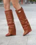 Ботуши на платформа - кафява кожа - K-40, снимка 2