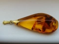 Кехлибарена висулка със златен държач , снимка 1