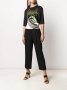GIVENCHY Black Contrasting Band Cropped Straight High-Rise Wool Дамски Панталони size 42, снимка 4