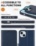 Калъф TUCCH за iPhone 15 Plus (6,7") 2023, 2 в 1 портфейл, тъмно син, снимка 8