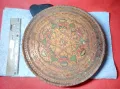 Старинен ЕТНОГРАФСКИ ДЪРВЕН ПОДНОС За КАФЕ РЪЧНО ПИРОГРАФИРАН МАЙСТОРСКА ИЗРАБОТКА 47643, снимка 1