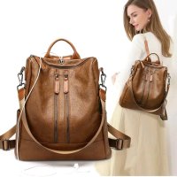Дамска раница от висококачествена кожа с подарък малка чанта и портомоне , снимка 4 - Чанти - 42627719