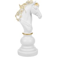 Декоративна пешка за шах, "Кон" , бяло злато,10x25.5cm, снимка 1 - Декорация за дома - 44162181